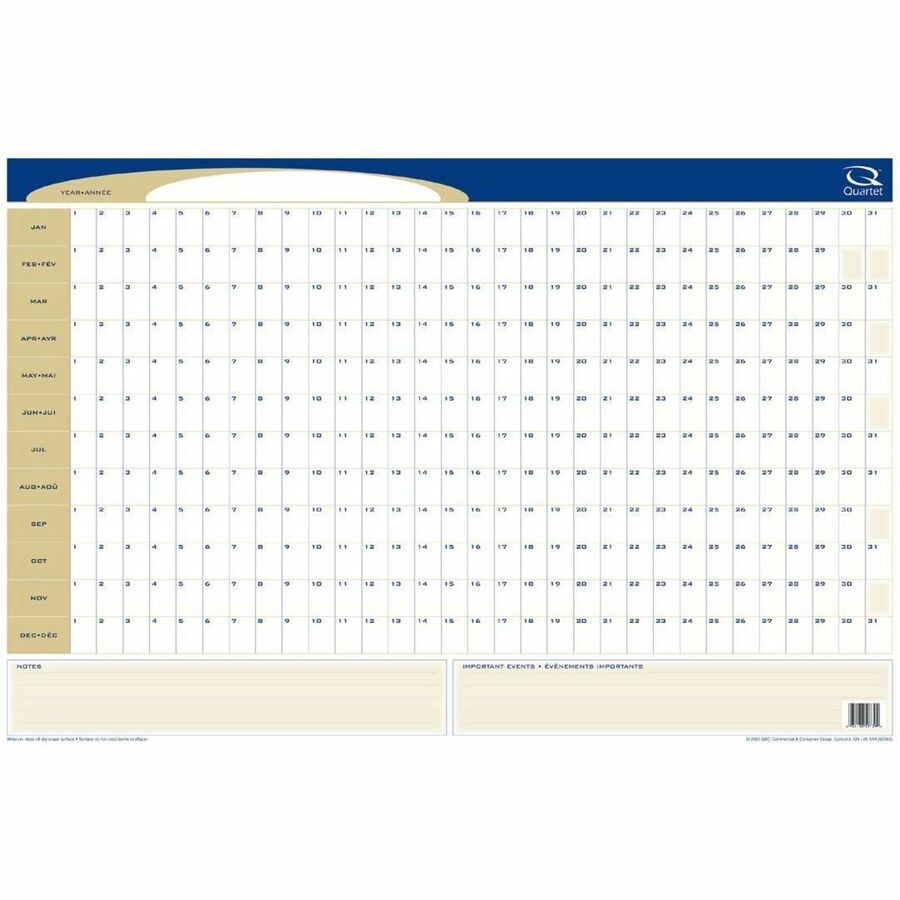 DayTimer Yearly Undated Laminated Reversible Planner, 24"x 36" - 3413859739