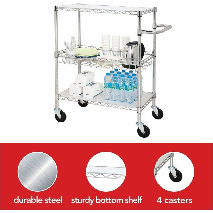 Lorell 3-Tier Rolling Cart - 84858
