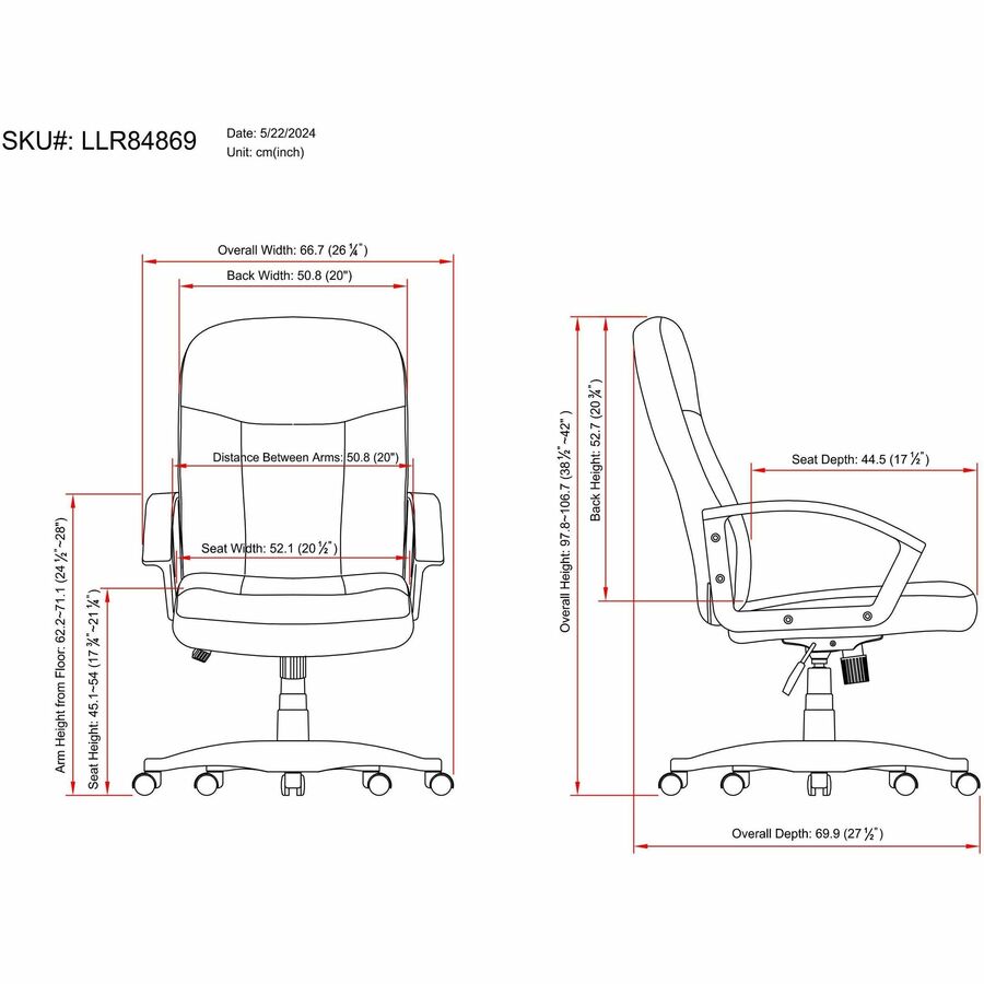 Lorell Managerial Mid-back Chair - 84869