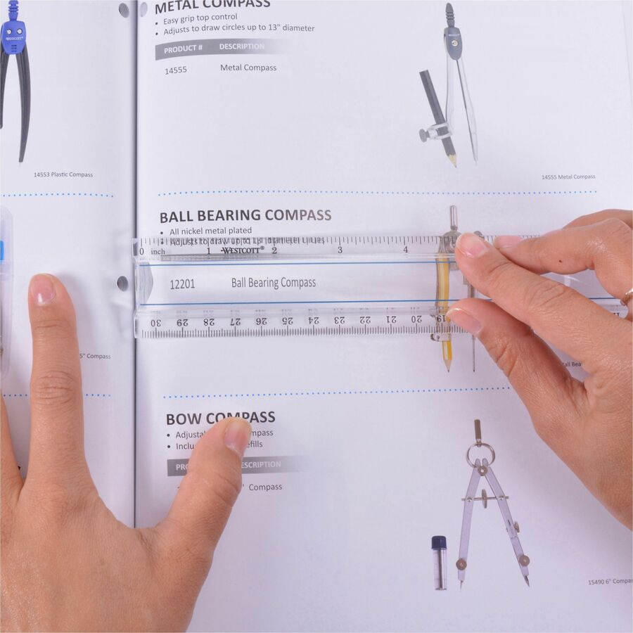 Westcott 12" Clear Magnifying Data Processing Ruler - 15571