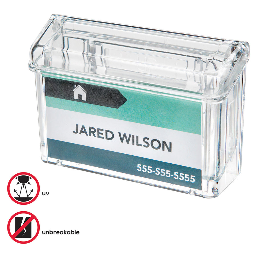 Deflecto Grab a Card Outdoor Business Card Holder 50 Card Capacity Clear - 70901