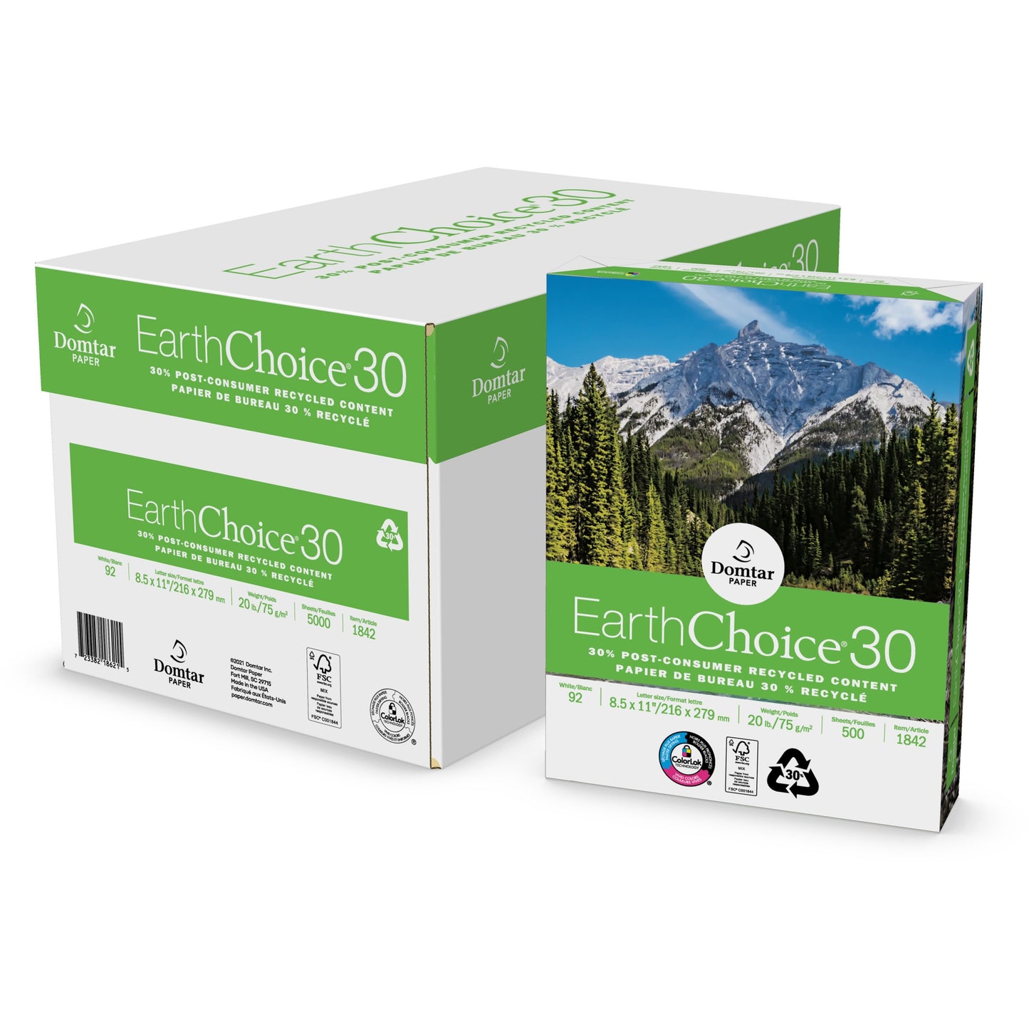 Domtar EarthChoice 30 Office Paper 8-1/2" x 11" 500 Sheets/pkg