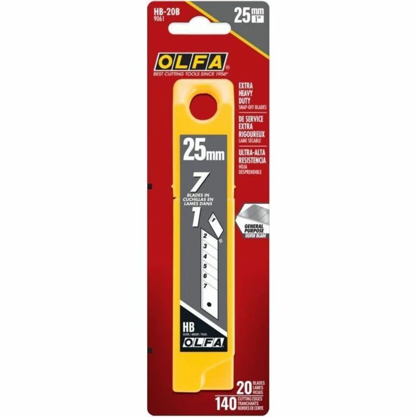 Olfa 25mm HB Silver Snap Blade - 5, 20 or 40 Pack - 9061