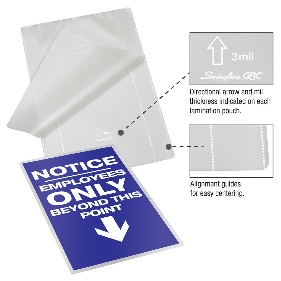 GBC® UltraClear™ Speed Laminating Pouches 9" x 11-1/2" 10 mil 50/box - 02391
