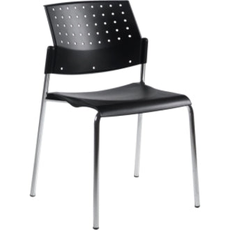 Global Sonic Armless Stacking Chair with Polypropylene Back - 6508WS BLK CM