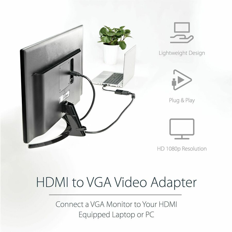StarTech.com HDMI to VGA Adapter - 1080p - 1920 x 1080 - Black - HDMI Converter - VGA to HDMI Monitor Adapter - HD2VGAE2