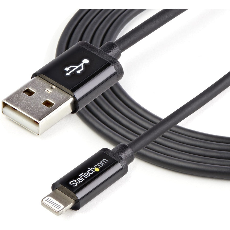 StarTech.com 2m (6ft) Long Black Apple® 8-pin Lightning Connector to USB Cable for iPhone / iPod / iPad - USBLT2MB