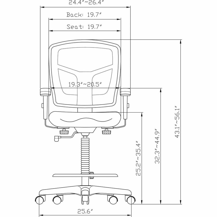 Lorell Ratchet Back Mesh Mid-Back Stool - 86801