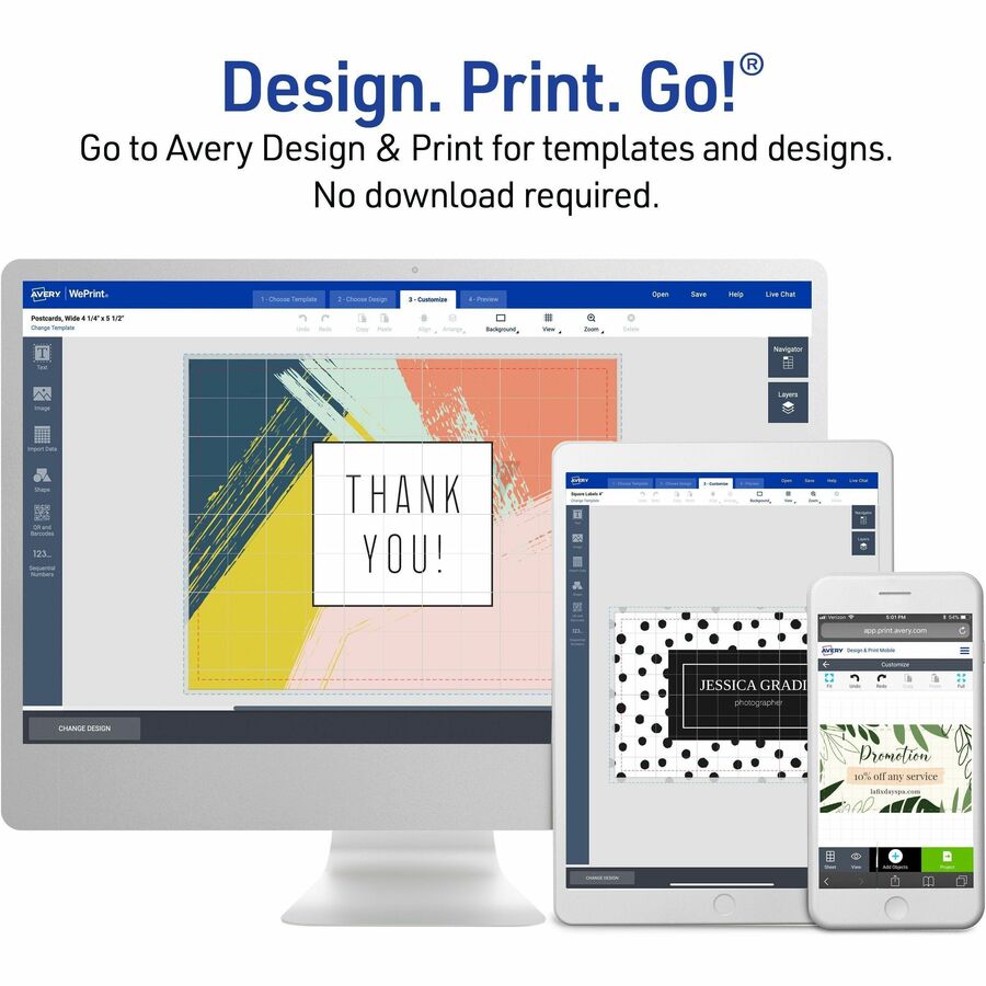 Avery® Tent Cards, 3.5" x 11" , Embossed Border, 50 Cards (5915) - 5915