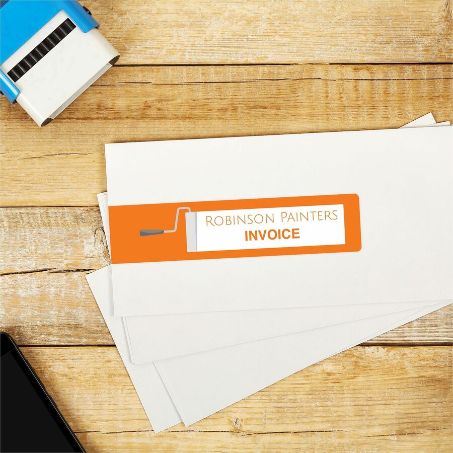 Durable White Wraparound Labels 9-3/4" x 1-1/4" , Permanent Adhesive, for Laser and Inkjet Printers - 22845