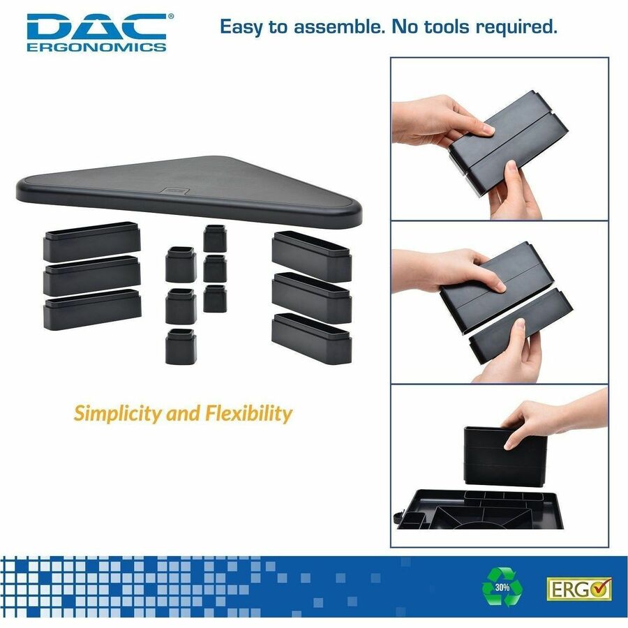 DAC® Stax MP-197 Height Adjustable Corner Monitor Riser, Black - 02184