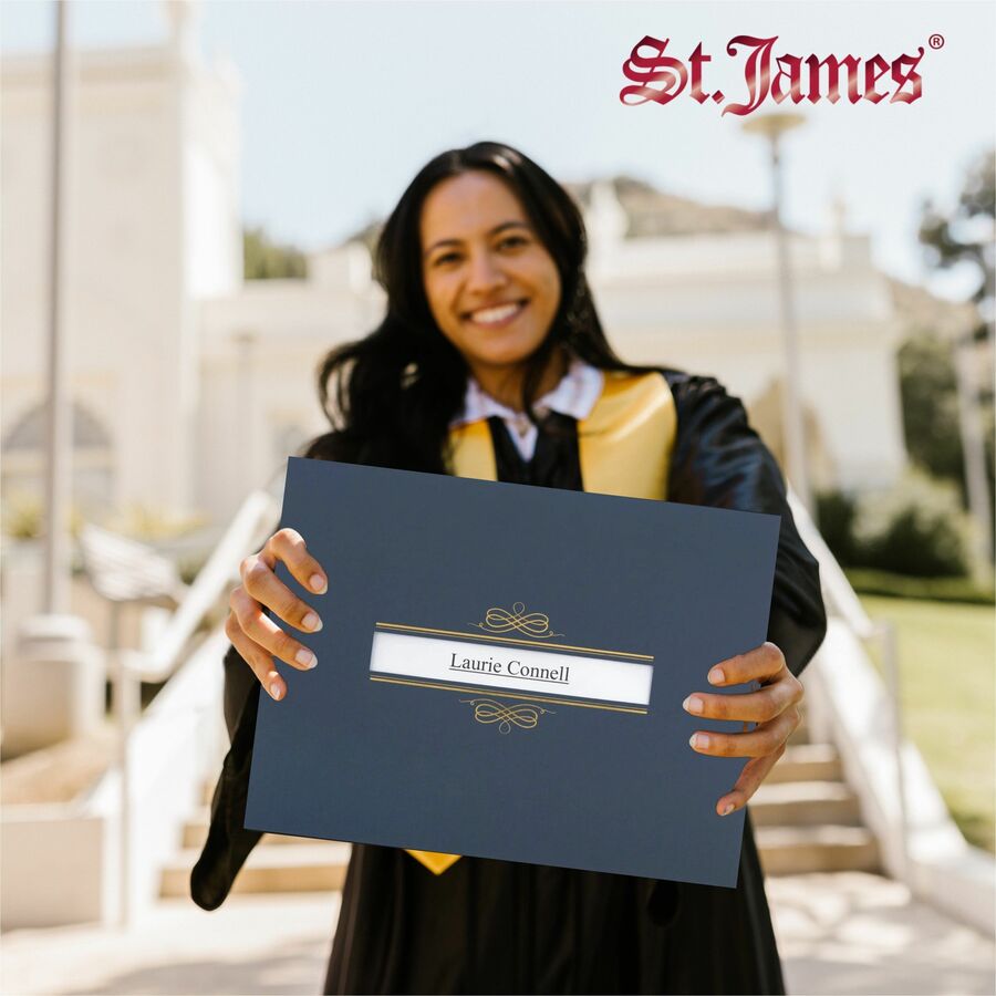 St. James® Certificate Holders with Window, Linen, Navy Blue, Pack of 5, 83538 - 83538