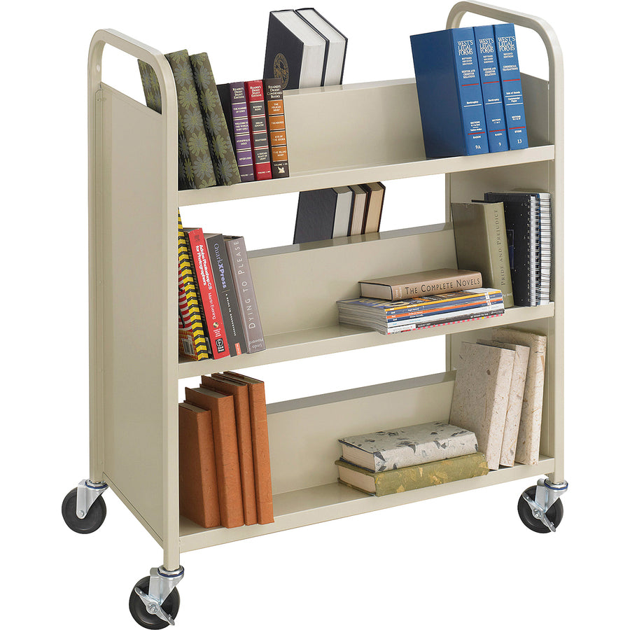 Safco Steel Shelf Double-Sided Book Carts, 6-Shelf Cart - 5357SA