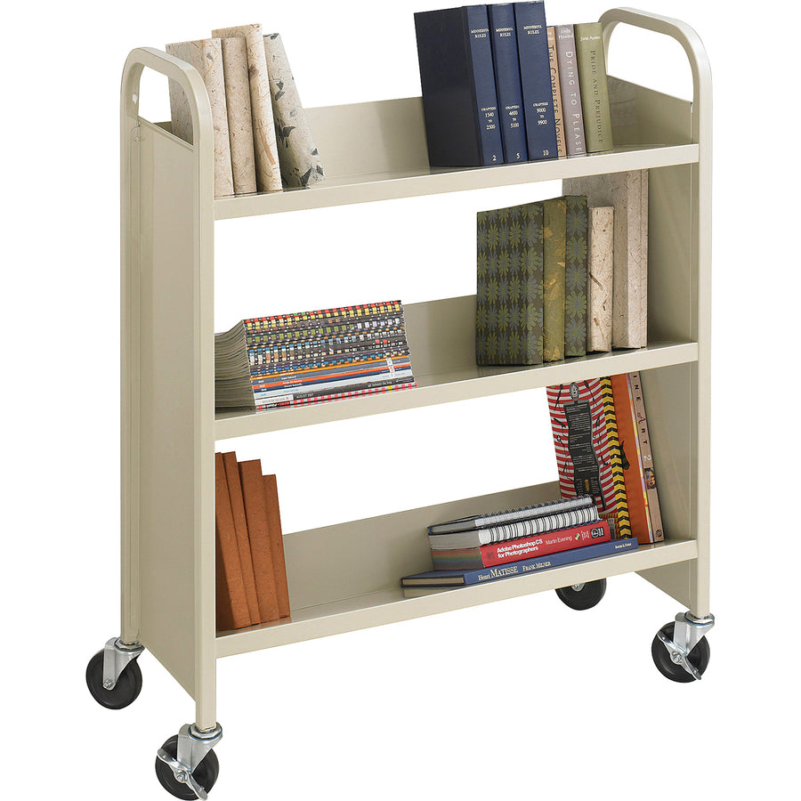 Safco Steel 3-Shelf Single-Sided Book Carts - 5358SA