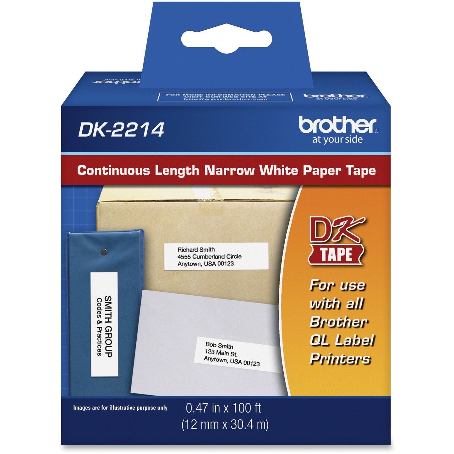 Brother DK2214 Continuous Length White Label Tape