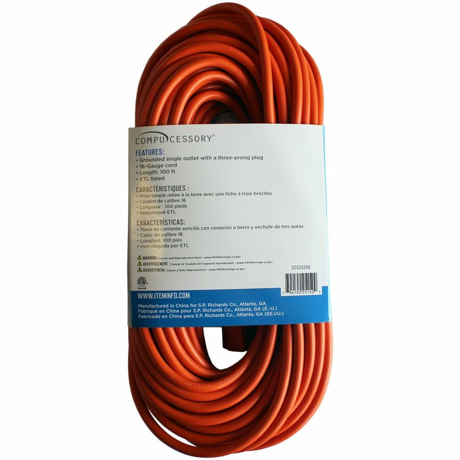 Compucessory Heavy-duty Indoor/Outdoor Extension Cord - 25150