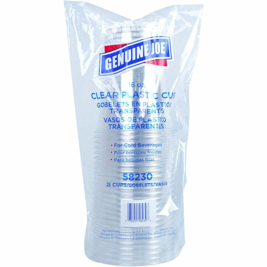 Genuine Joe 16 oz Clear Plastic Cups - 58230