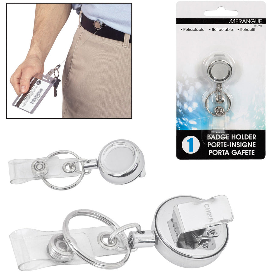 Merangue Chrome-finish Metal Badge Reel - NPRSMALL