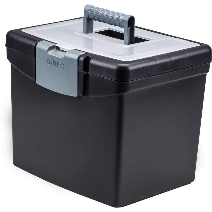 Storex Portable File Box with Top Organizer - 61504B03C