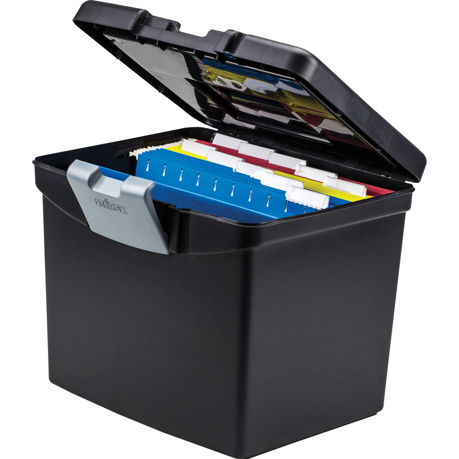 Storex Portable File Box with Top Organizer - 61504B03C