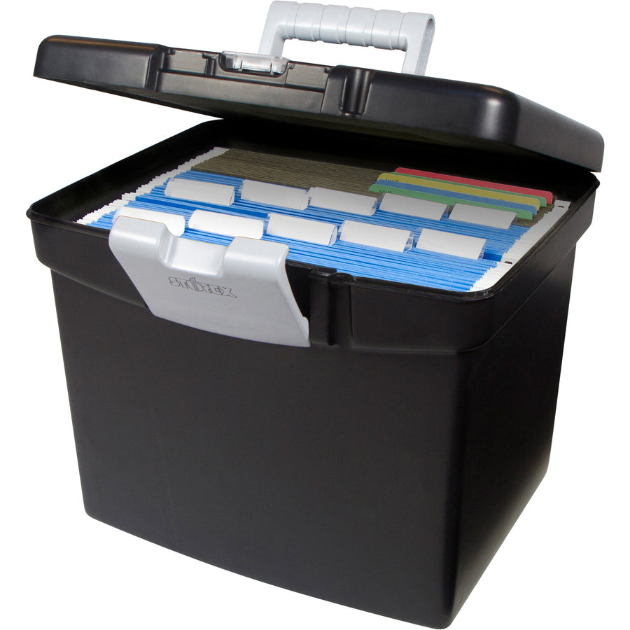 Storex Portable File Box with Top Organizer - 61504B03C