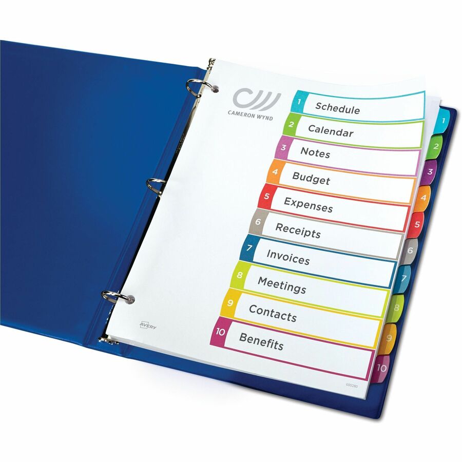 Avery® Ready Index® Customizable Table of Contents Dividersfor Laser and Inkjet Printers, 10 tabs, 1 set - 11842