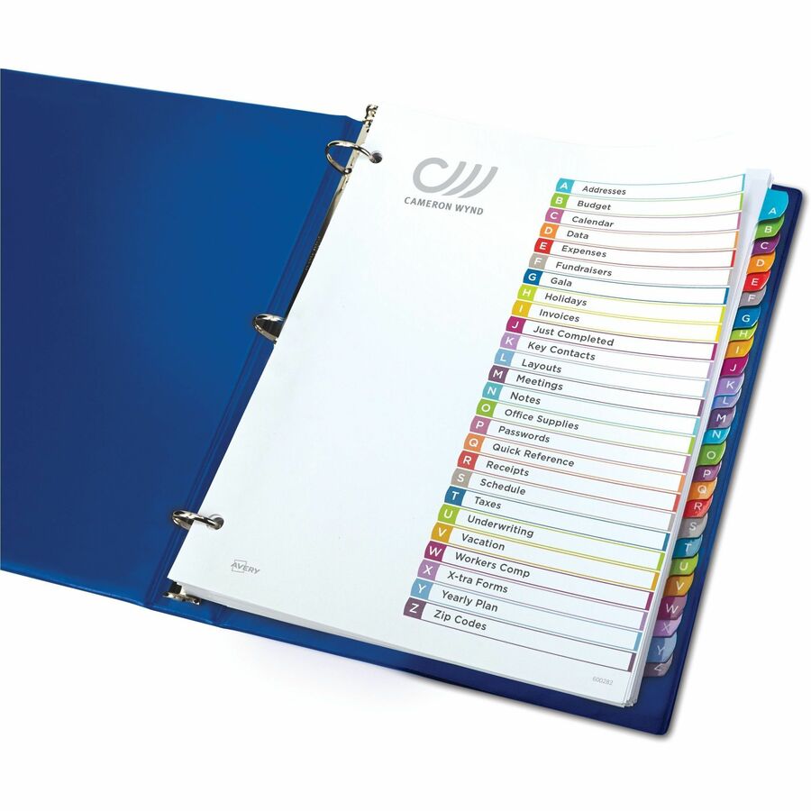 Avery® Ready Index® Customizable Table of Contents Dividersfor Laser and Inkjet Printers, A-Z tabs, 1 set - 11844