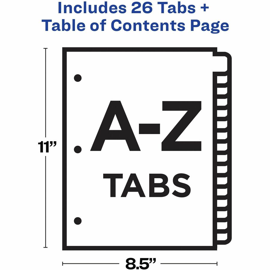 Avery® Ready Index® Customizable Table of Contents Dividersfor Laser and Inkjet Printers, A-Z tabs, 1 set - 11844