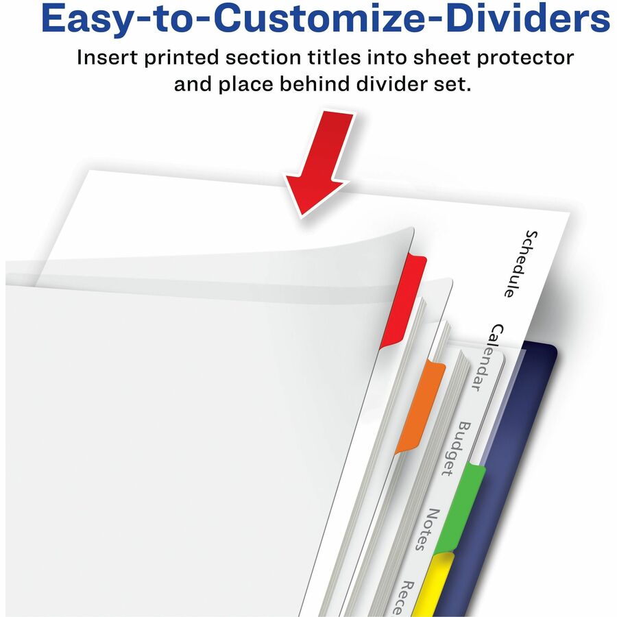 Avery® Clear Easy View Durable Plastic Dividers 8 tabs, 1 set - 16741