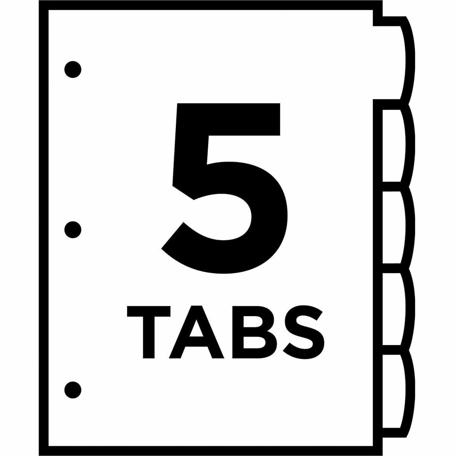 Avery® Big Tab™ UltraLast™ Plastic Dividers for Laser and Inkjet Printers, 5 tabs - 24900