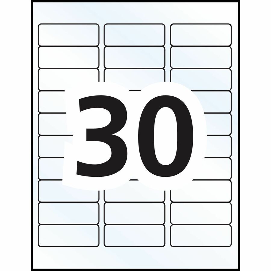 Avery® Rectangle Clear Labels with Easy Peel®1" x 2-5/8" , for Laser/Inkjet Printers - 7666