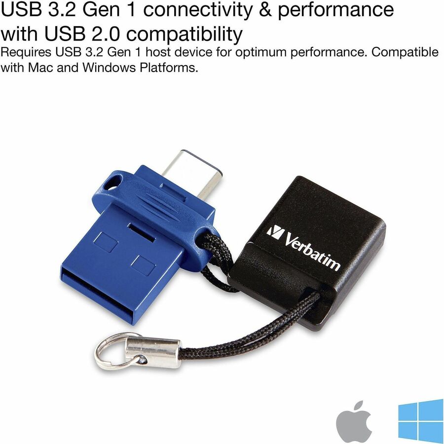 Verbatim 32GB Store 'n' Go Dual USB 3.2 Gen 1 Flash Drive for USB-C™ Devices - Blue - 99154