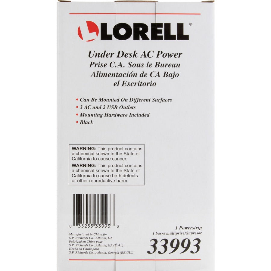 Lorell Under Desk AC Power Center with USB Charger - 33993