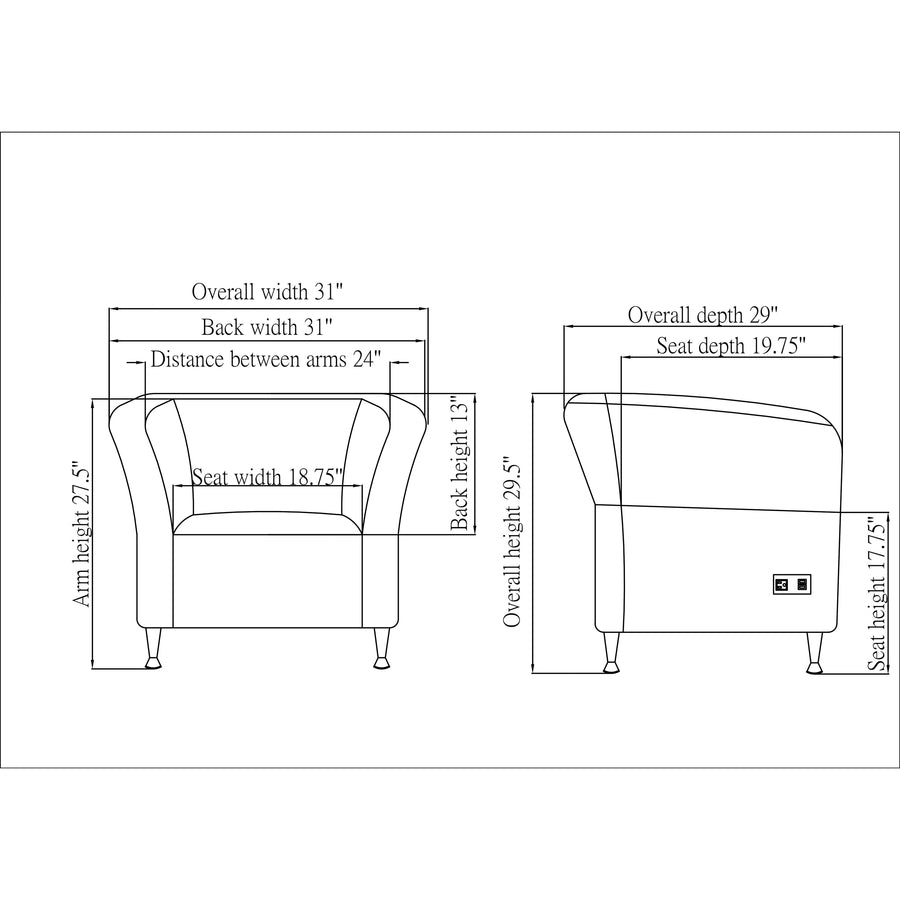 Lorell Fuze Modular Series Square Lounge Chair - 86910
