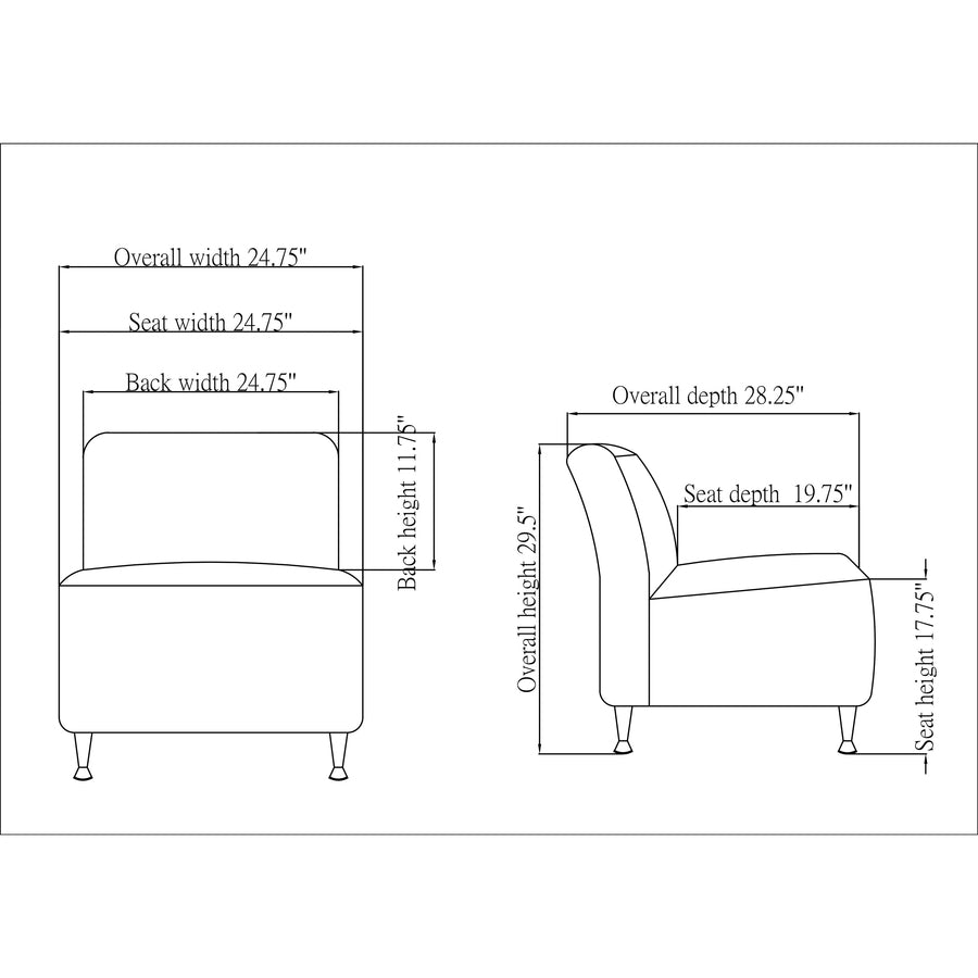 Lorell Fuze Modular Series Armless Lounge Chair - 86911