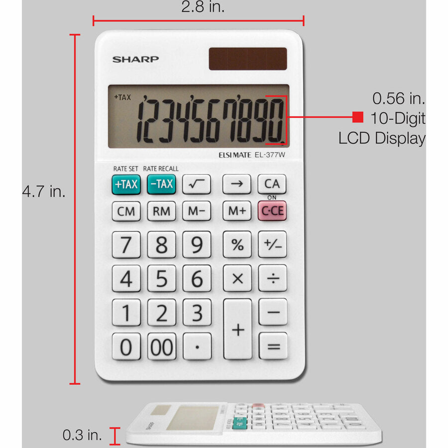 Sharp Calculators EL-377WB 10-Digit Professional Handheld Calculator - EL377WB