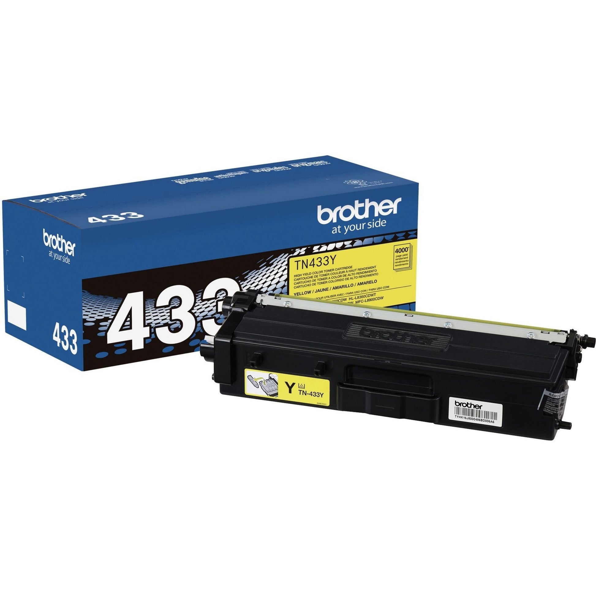 Brother TN433Y Original High Yield Laser Toner Cartridge - Yellow - 1 Each