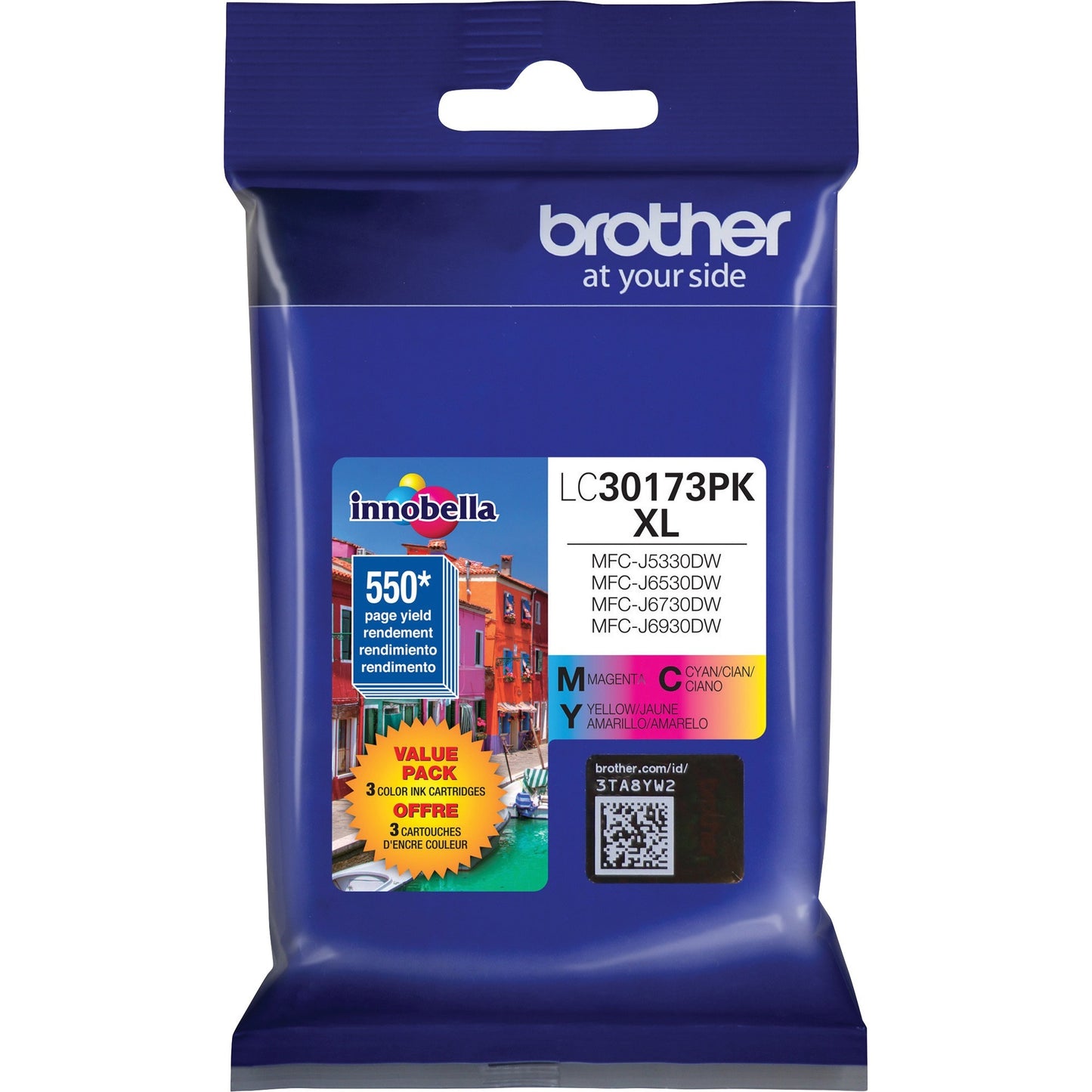 Brother Innobella LC30173PKS Original High Yield Inkjet Ink Cartridge - Value Pack - Cyan, Magenta, Yellow - 3 / Pack