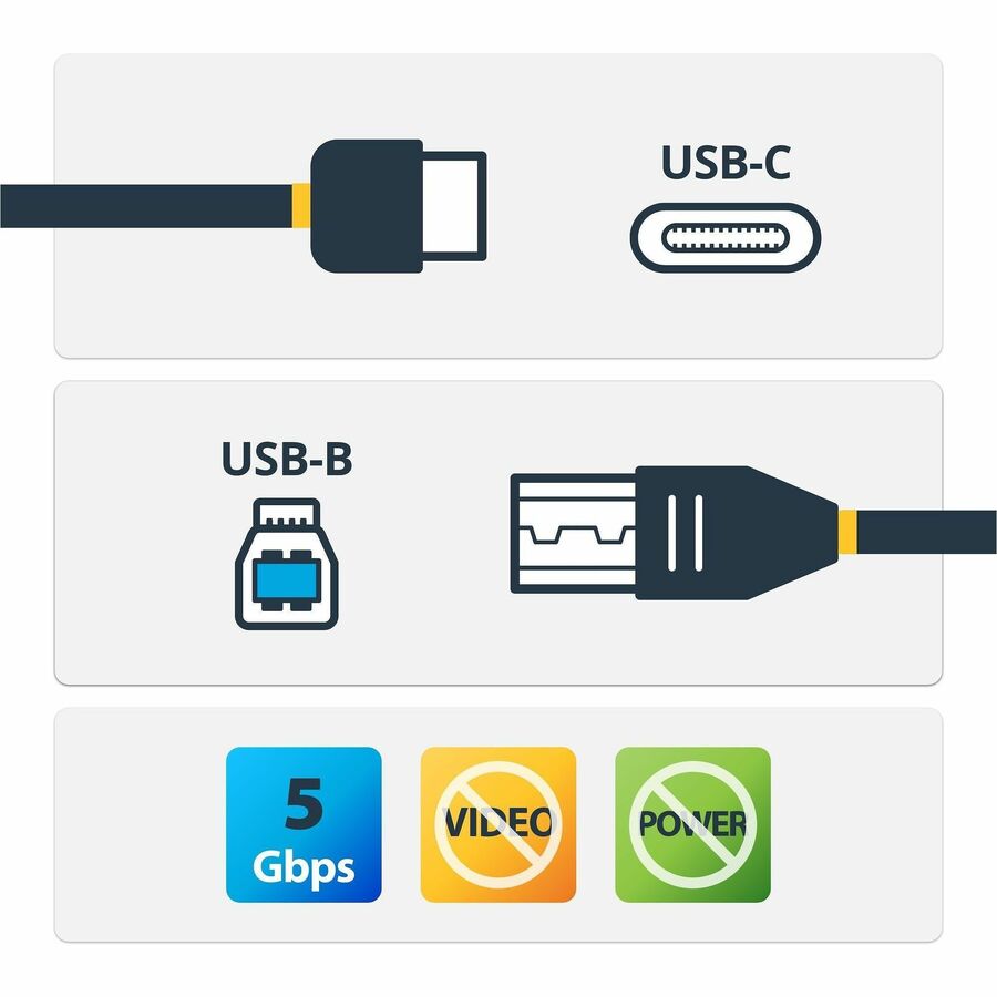 StarTech.com 2m 6 ft USB C to USB B Printer Cable - M/M - USB 3.0 (5Gbps) USB B Cable - USB C to USB B Cable - USB Type C to Type B Cable - USB315CB2M