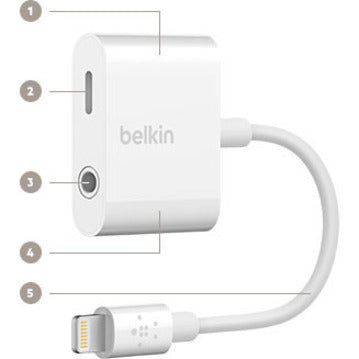 Belkin 3.5 mm Audio + Charge for iPhone and iPad Lightning Adapter - F8J212BTWHT