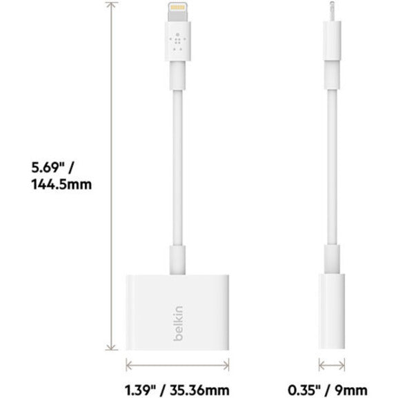 Belkin 3.5 mm Audio + Charge for iPhone and iPad Lightning Adapter - F8J212BTWHT