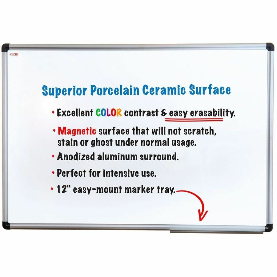 Viztex® Porcelain Magnetic Dry Erase Board with an Aluminium Frame - 48" x 36" - FCVPM4836A