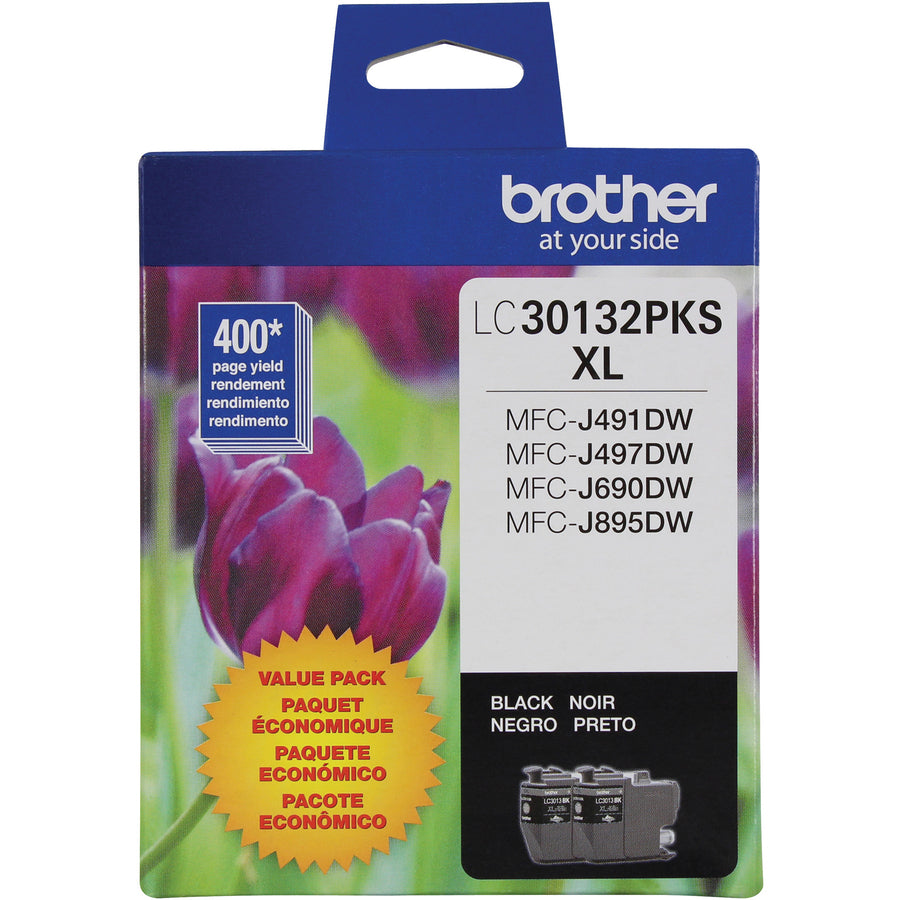 Brother LC30132PKS Original High Yield Inkjet Ink Cartridge - Black - 2 / Pack - LC30132PKS