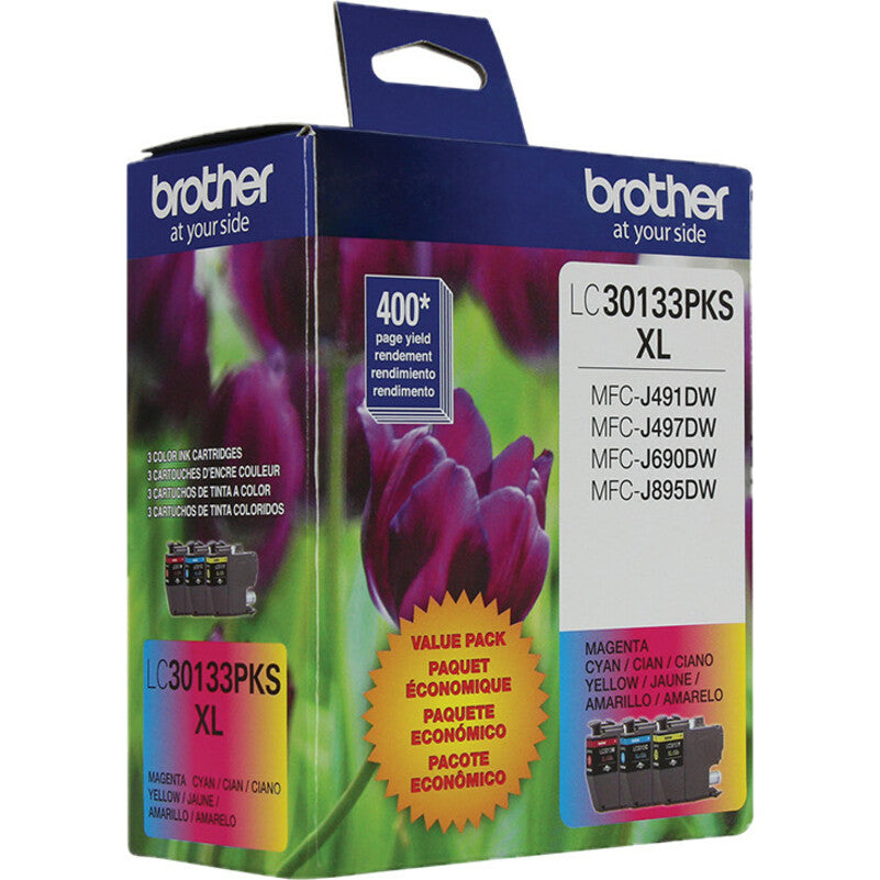 Brother LC30133PKS Original High Yield Inkjet Ink Cartridge - Tri-pack - Cyan, Magenta, Yellow - 2 / Pack - LC30133PKS