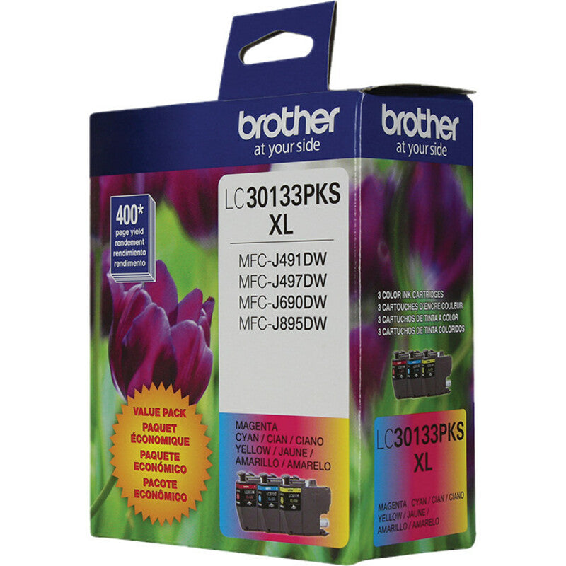 Brother LC30133PKS Original High Yield Inkjet Ink Cartridge - Tri-pack - Cyan, Magenta, Yellow - 2 / Pack - LC30133PKS