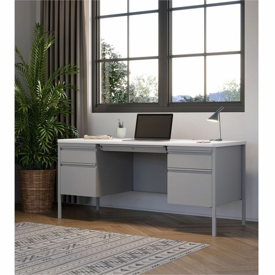 Lorell Fortress Series Double-Pedestal Teachers Desk - 66942