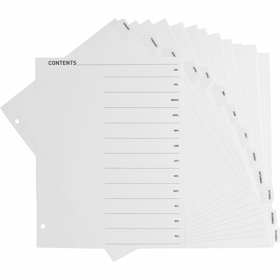 Business Source Jan-Dec Monthly Table of Contents Index Dividers - 05856