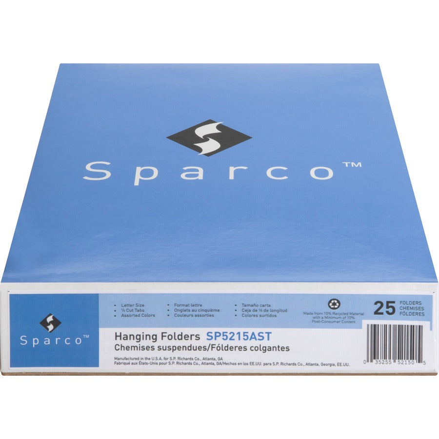 Business Source 1/5 Tab Cut Letter Recycled Hanging Folder - 5215AST
