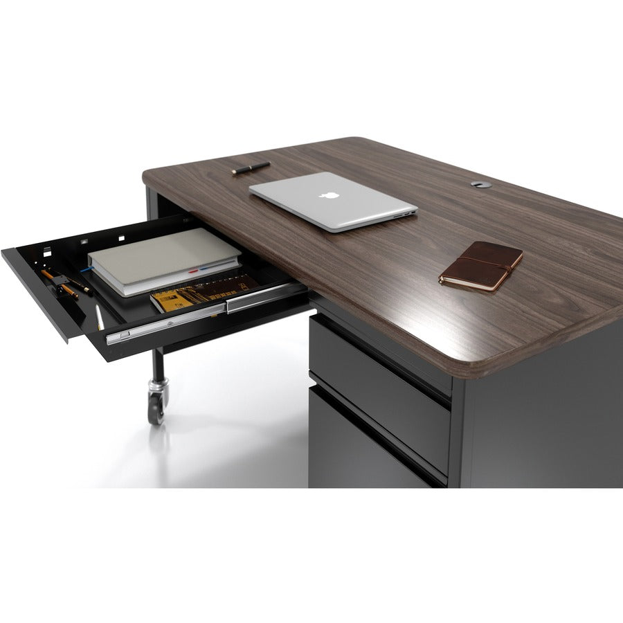 Lorell Fortress Series 48" Mobile Right-Pedestal Teachers Desk - 66943