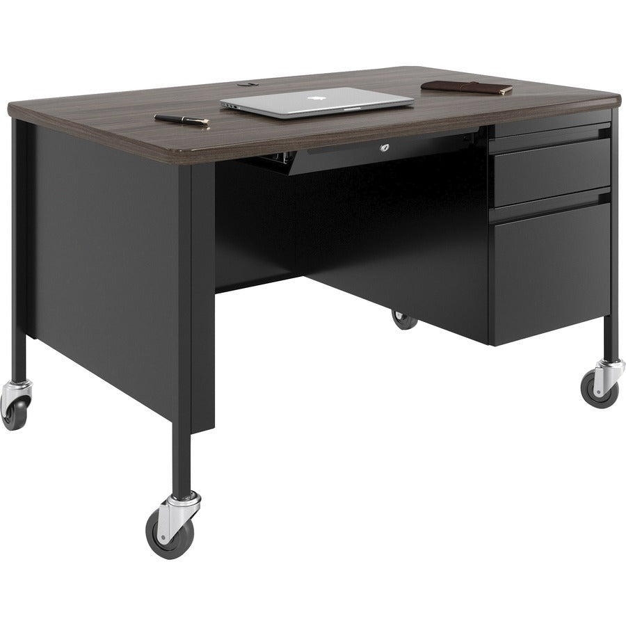 Lorell Fortress Series 48" Mobile Right-Pedestal Teachers Desk - 66943